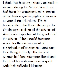 Module 9. Discussion Women in the WWI Era
